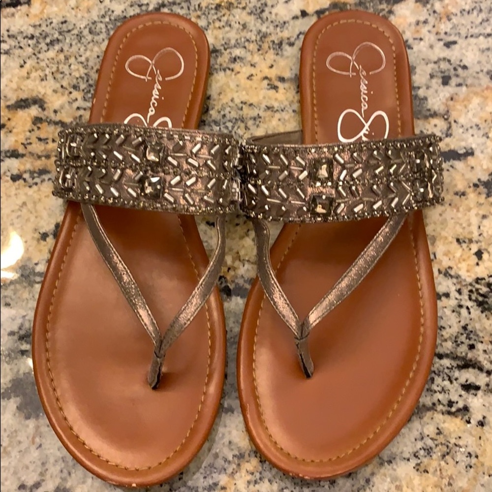 Jessica Simpson sandals flip-flops size 9 1/2 gold